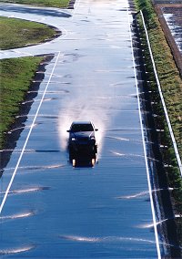 The 8 metre wide straight designed for wet-surface lane-change manoeuvres, part of the new wet handling circuit