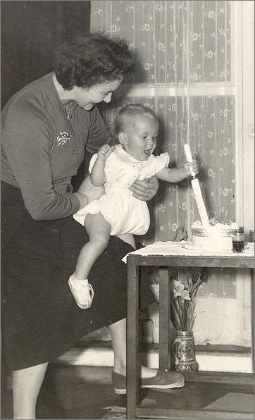 RUPERT ON HIS FIRST BIRTHDAY WITH MUM KATH [1960]