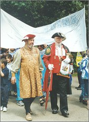 Town Crier Stanley Bacon with other members of the procession