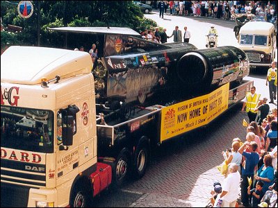 Thrust SSC arrives in Broadgate Coventry 29 August 2001