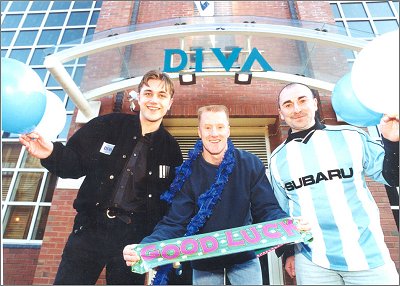 left to right: Aaron Hollis, Ikon assistant manager, with Paul Edwards and Michael Gynn